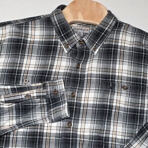 Carhartt Mens 3XL Tall Flannel Shirt Plaid Button Up Long‎ Sleeve Workwear